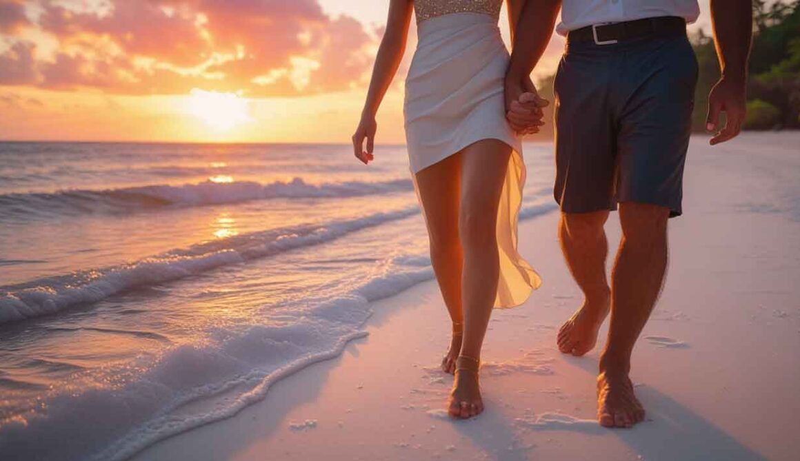 Couple enjoying a second date on a beach