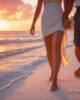 Couple enjoying a second date on a beach